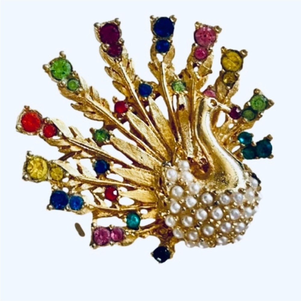 Peacock Brooch Pearl and gemstones,  possibly Boucher